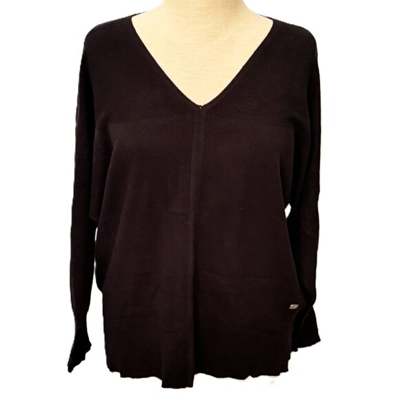 Sioni Athleisure Sweater Womens Large Black Bloomingdales Dolman Sleeve Wool Bln - Picture 1 of 9